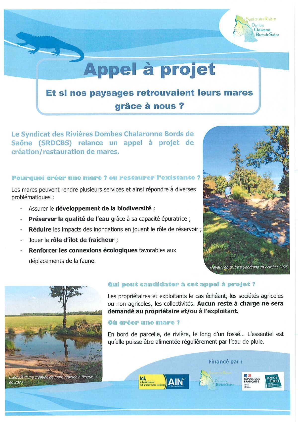 Affiche création/restauration de mares 1