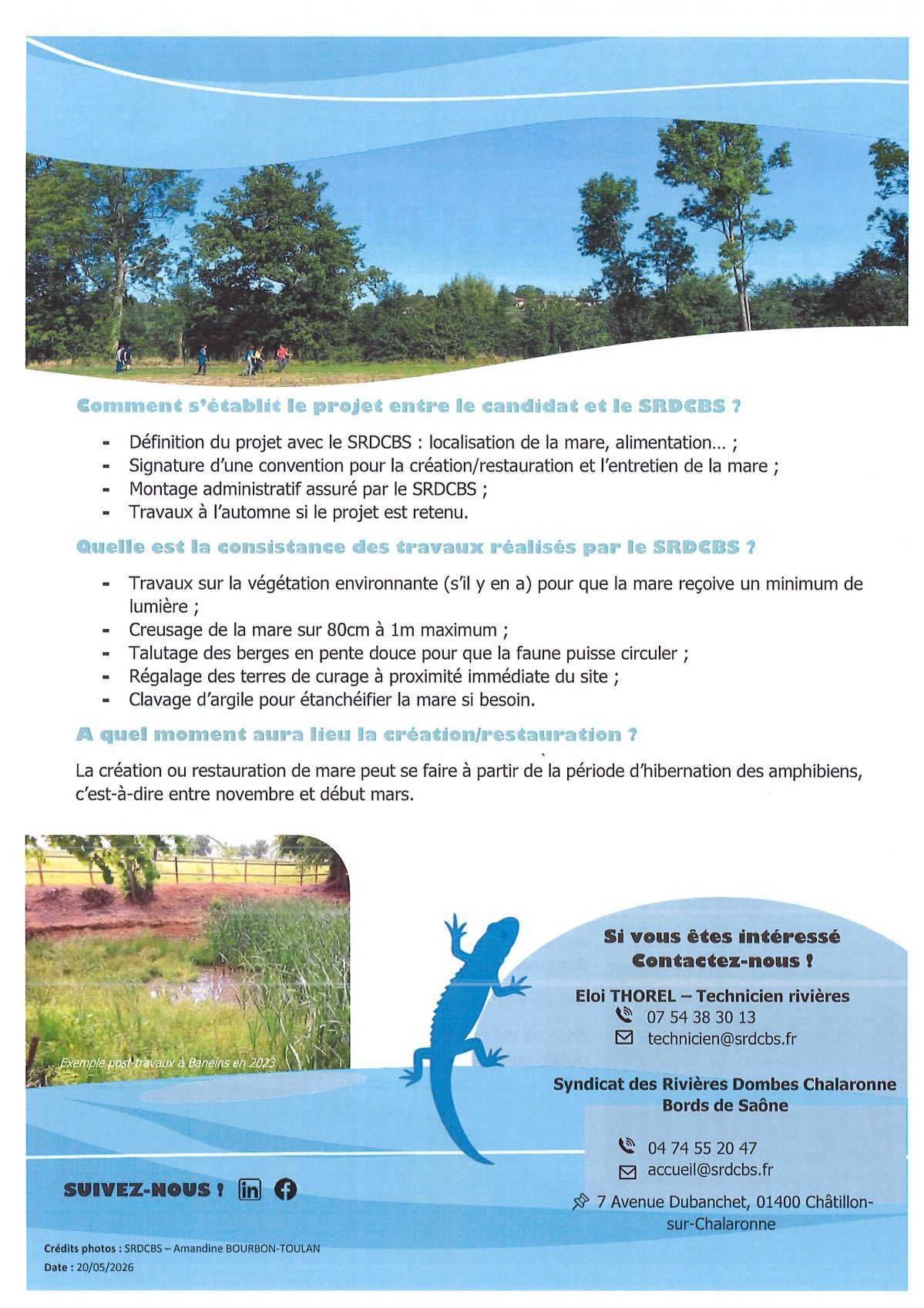 Affiche création/restauration de mares 2