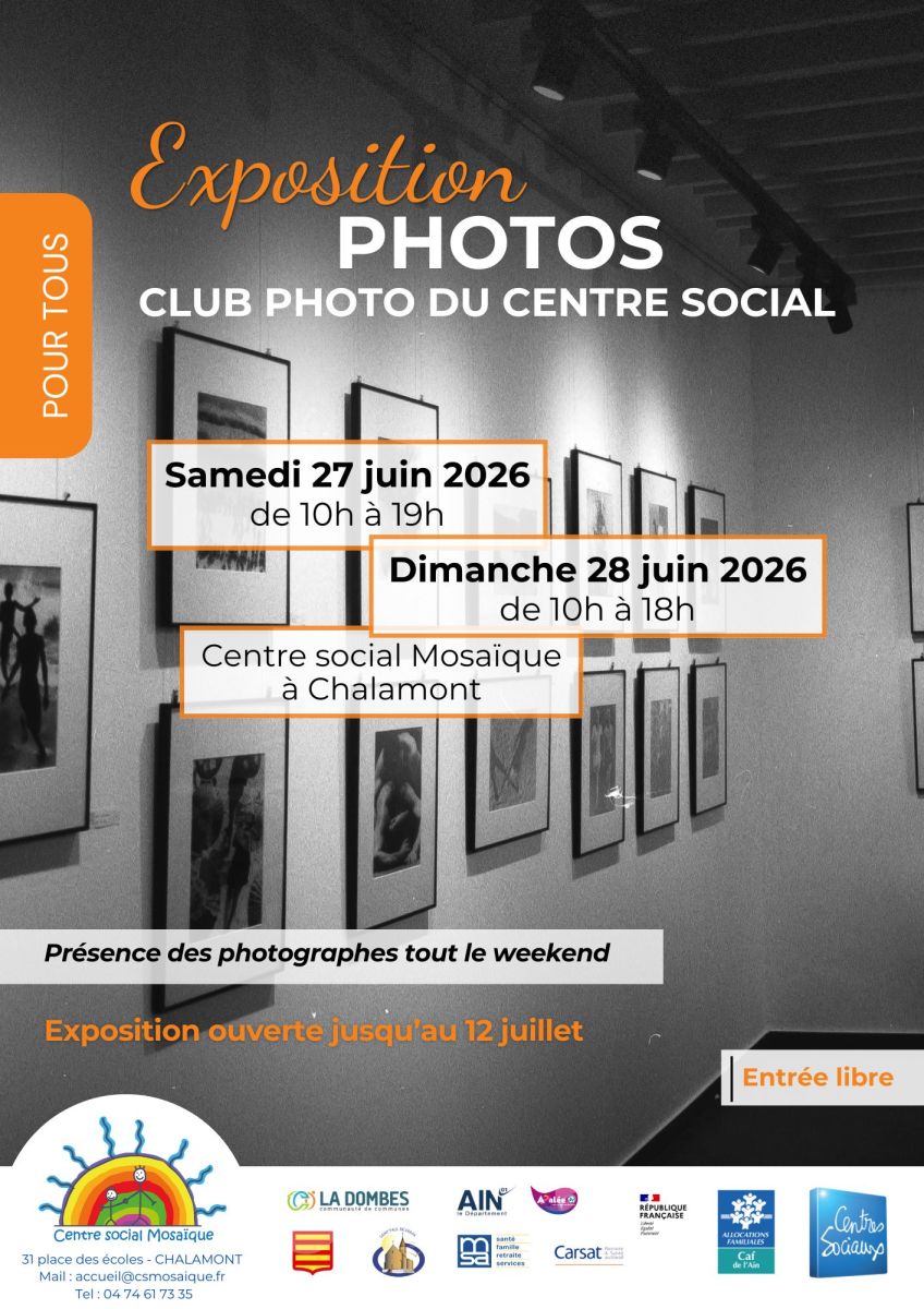 Exposition photos les 27-28 juin 2026