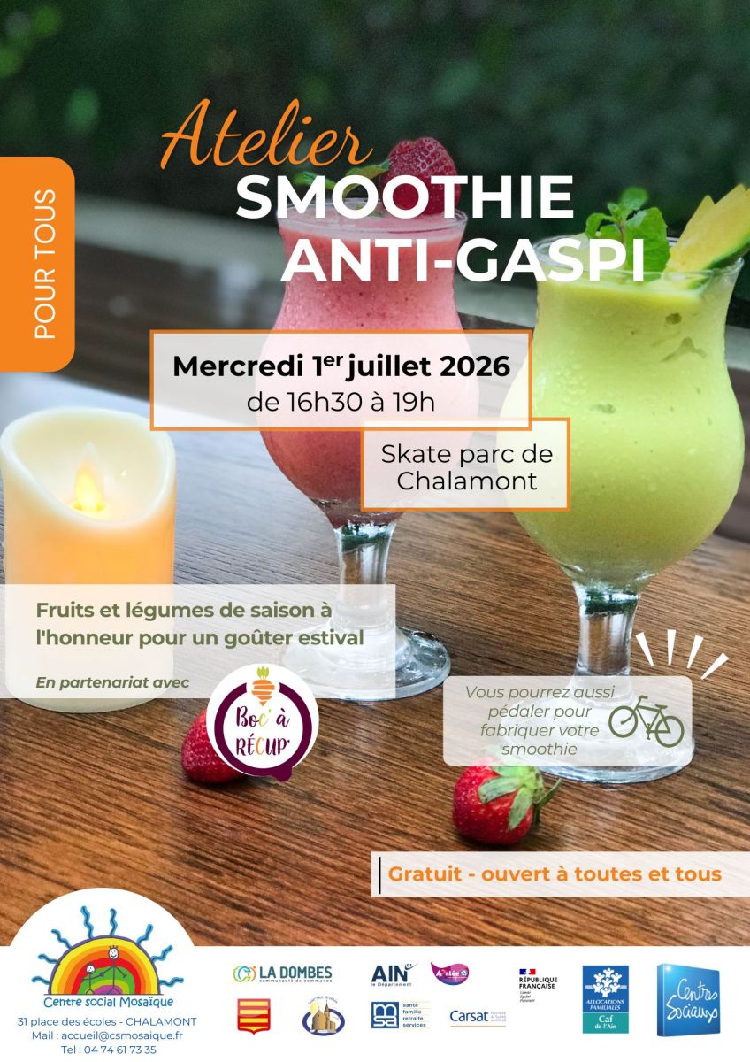Atelier smoothie anti-gaspi, le 1er juillet 2026