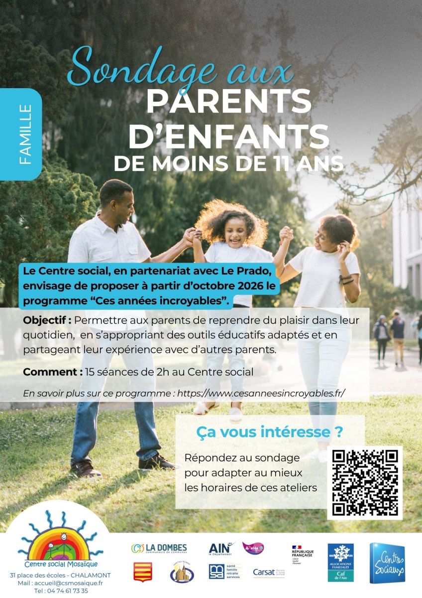 Sondage aux parents d'enfants de moins de 11 ans